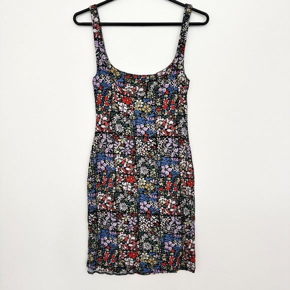 Urban Outfitters Dress Small Bodycon Mini Tank Floral Colorful Justine 90s Boho - Picture 2 of 8